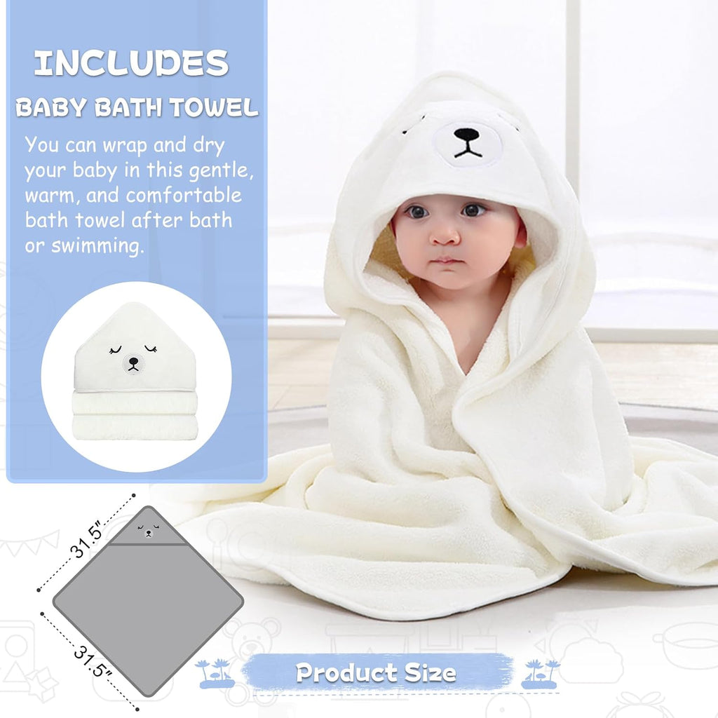 Collapsible Baby Bathtub for Newborn with Thermometer & 1 Hooded Towel & 1 Soft Floating Cushion,Portable Travel
