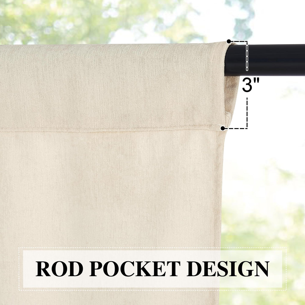 Luxury Velvet Valance with Tassel - Small Window (1 Panel, W52 x L18 Inch, Beige)