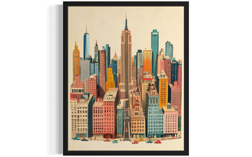 York Black Framed Wall Poster Print, Vintage Retro Landscape Scenery Painting Artwork Travel Prints Decor