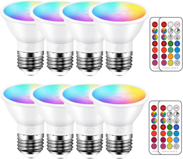 Par16 LED Light Bulbs 40 Watt Equivalent Color Changing E26 Screw Beam Angel 45°, 12 Colors Dimmable Warm White 2700K
