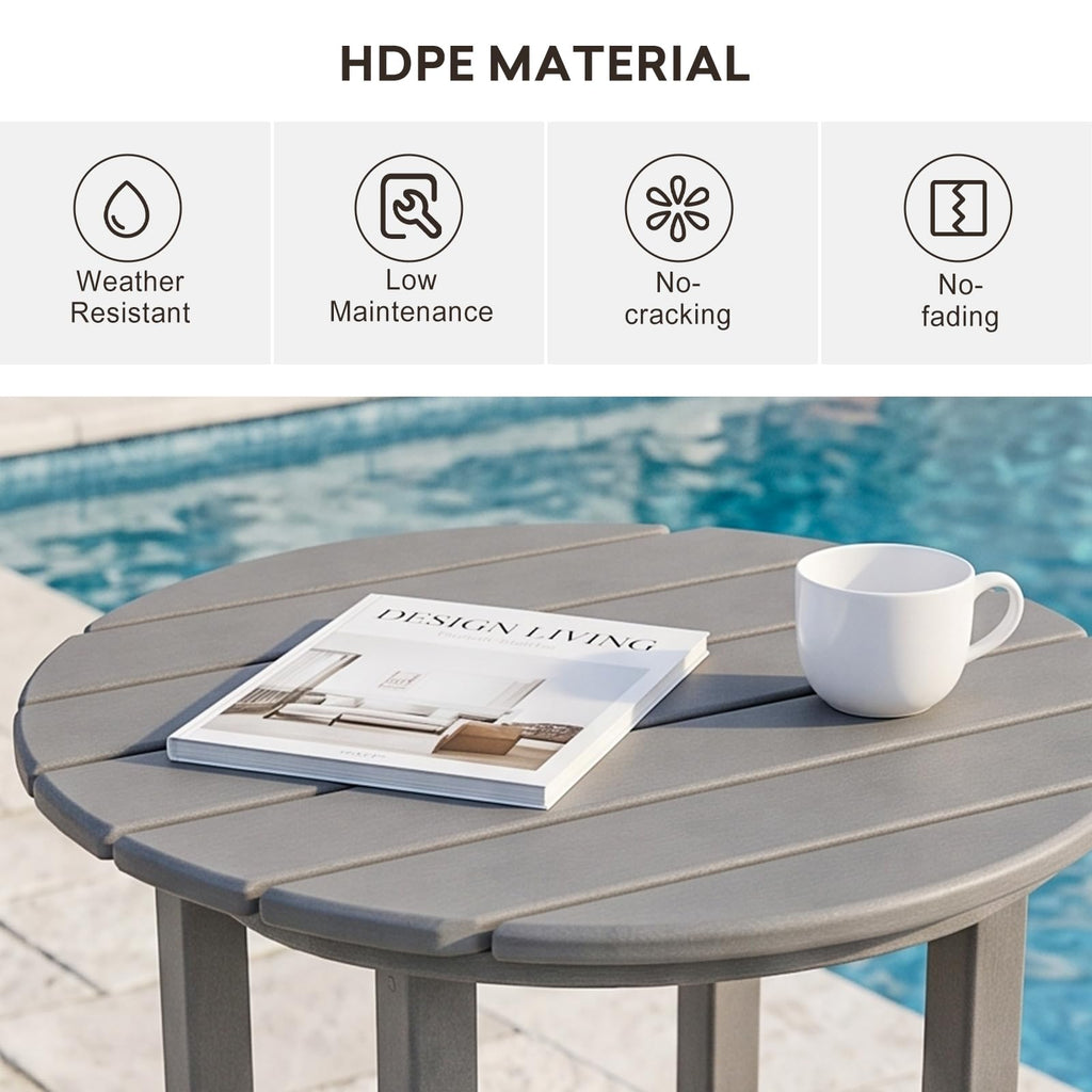 40" Outdoor Bar Table, All Weather HDPE Bar Height Patio Table Counter Round Patio Cocktail Bar Tables, Tall Bistro