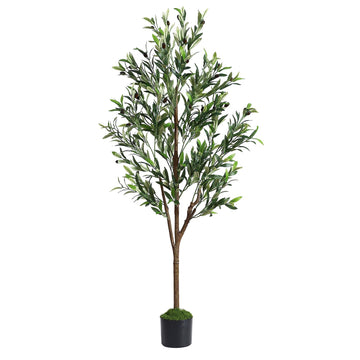 5ft Faux Olive Tree with Lifelike Fruits and Realistic Leaves