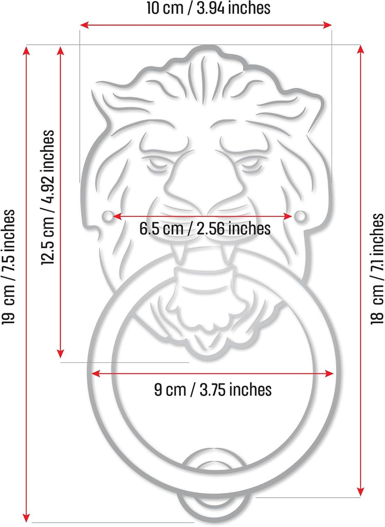 Regency Lions Head Door Knocker,Solid Brass,H:7 inch,Black,Oxide Finish