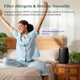 Air Purifiers for Bedroom Home Dorm, AHAM VERIFIDE, 3-in-1 Filter Cleaner With Aroma Pad, Filters Sm