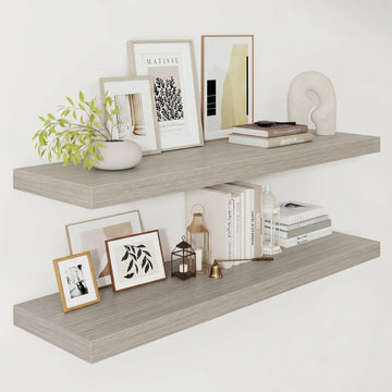Deep Floating Shelves 40x12" Set of 2, Grey