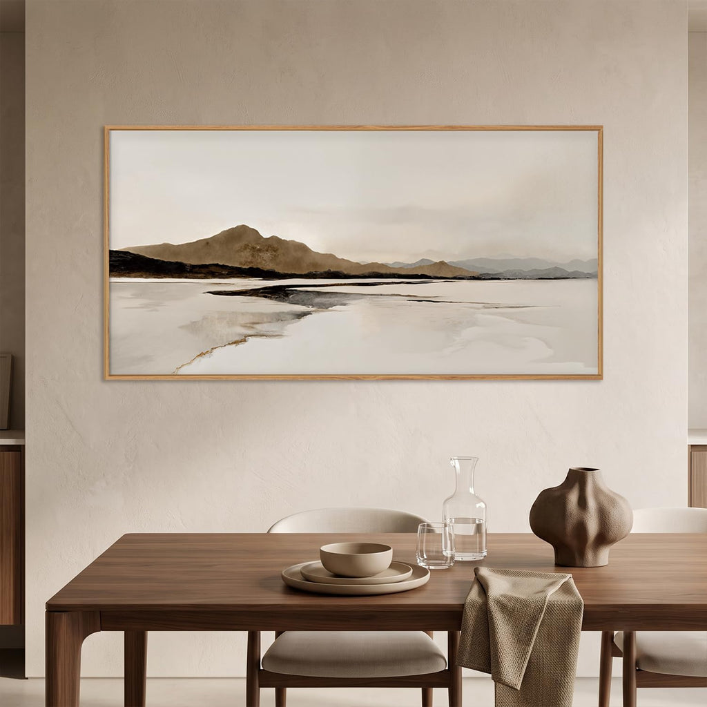 Large Netural Abstract Mountain Framed Canvas Wall Art Set -20"X40"