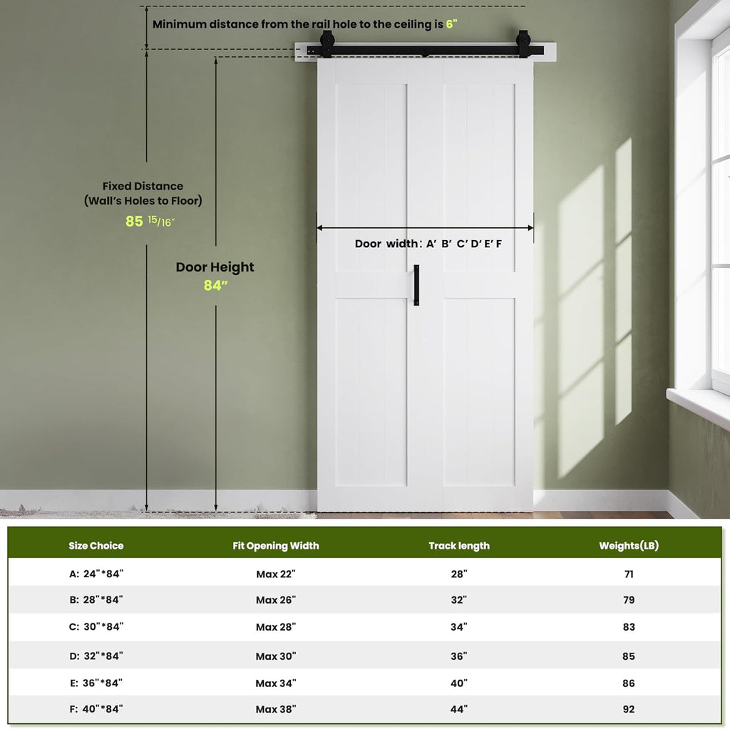 Bifold Barn Door 40'' x 84'',Bi-Fold Sliding Closet Doors with Hardware Kit Included,44'' Track Kit 