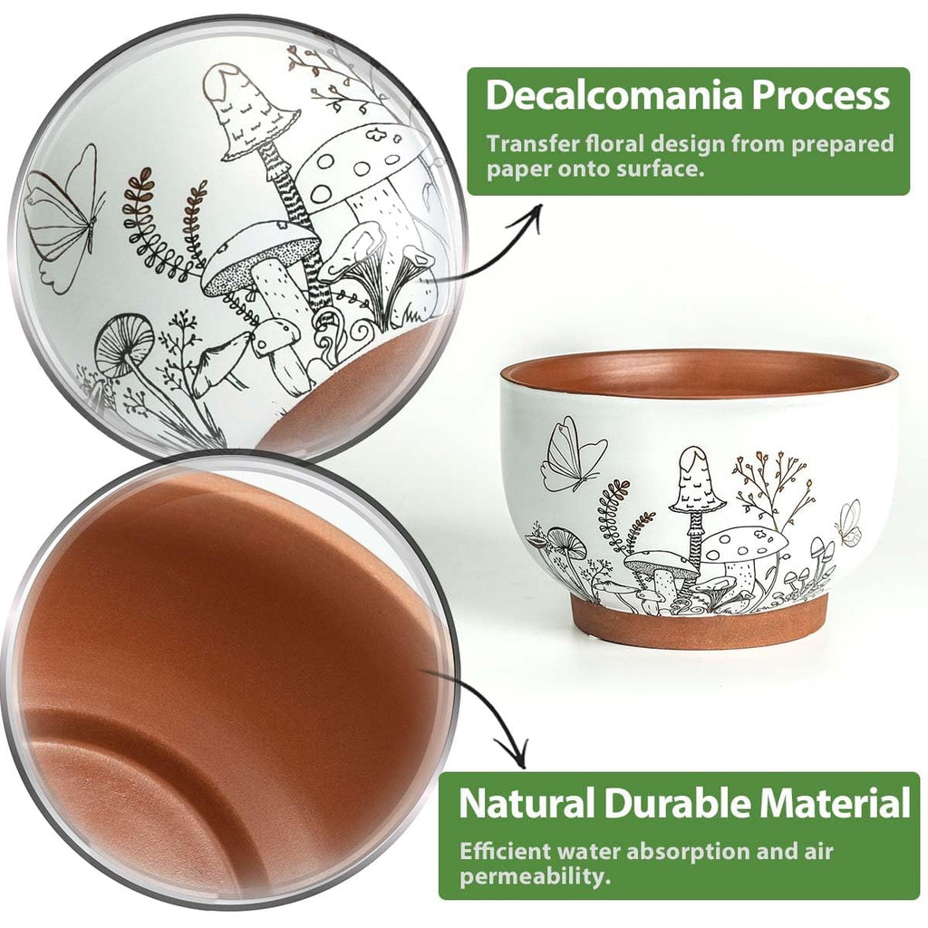 Terracotta Pots, 8+6 Inch Plant Pots, 2 Pcs with Drainage Holes