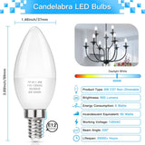 E12 LED Candelabra Light Bulbs 60W Equivalent, Daylight White 5000K 600 Lumen Chandelier Bulb, 6W B11 Candle Base