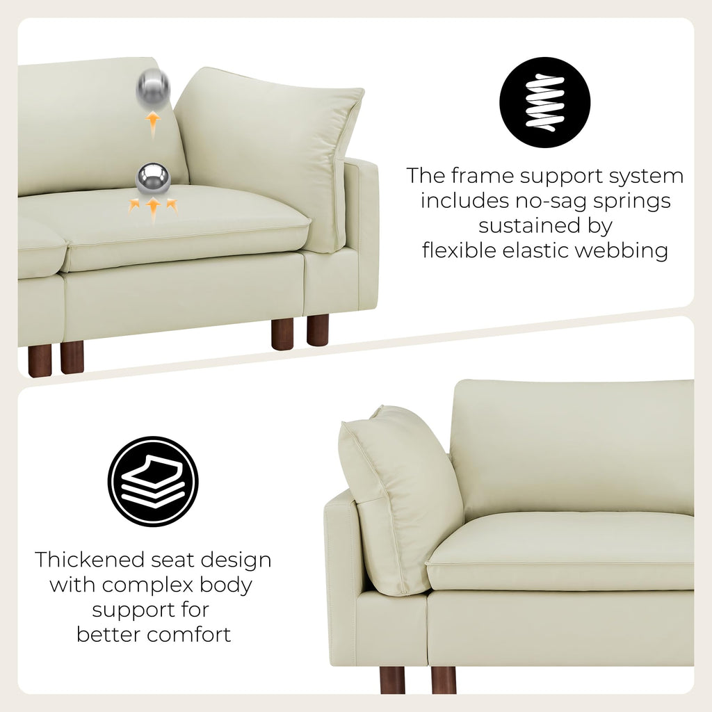 127" Leather Super Large Sectional Couches, Modular Sofa, Premium Genuine Leather Sofa, Down Filled, High Density