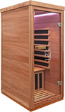 Indoor Infrared Hemlock & Okoume 1100W 1-Person MINI Sauna with LED Lights, Bluetooth Speakers