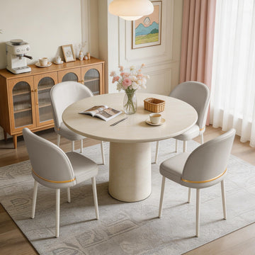 Swivel Modern Dining Chairs Set of 4 with Metal Legs and Gold Trim, Grey