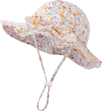 Baby Girl Sun Hat Toddler Beach Hats with UPF 50+ Protective Infant Summer Hat with Wide Brim Baby Girls Bucket Hat