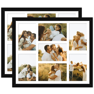 4x6 Picture Frame Collage for Wall, Display 7 Pcs 4x6 Photos with Mat or 12x14 Without Mat, 7 Opening Photo Frame for