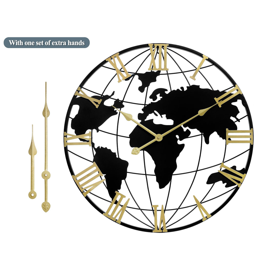 Large Wall Clock 40IN, World Map Modern Style Wall Clocks, Big Clock for Wall Living Room Decor, Office Wall Decor