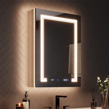 24x32 LED Lighted Medicine Cabinet with Mirror, Front & Backlit