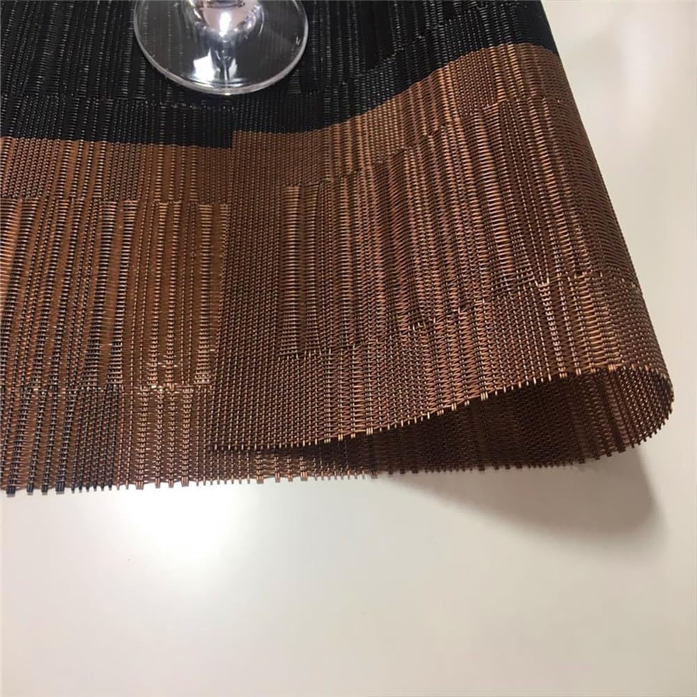 Placemats,Washable Vinyl Woven Table Mats,Elegant Durable Placemats for Dining Table (Bamboo-Brown) - Set of 6