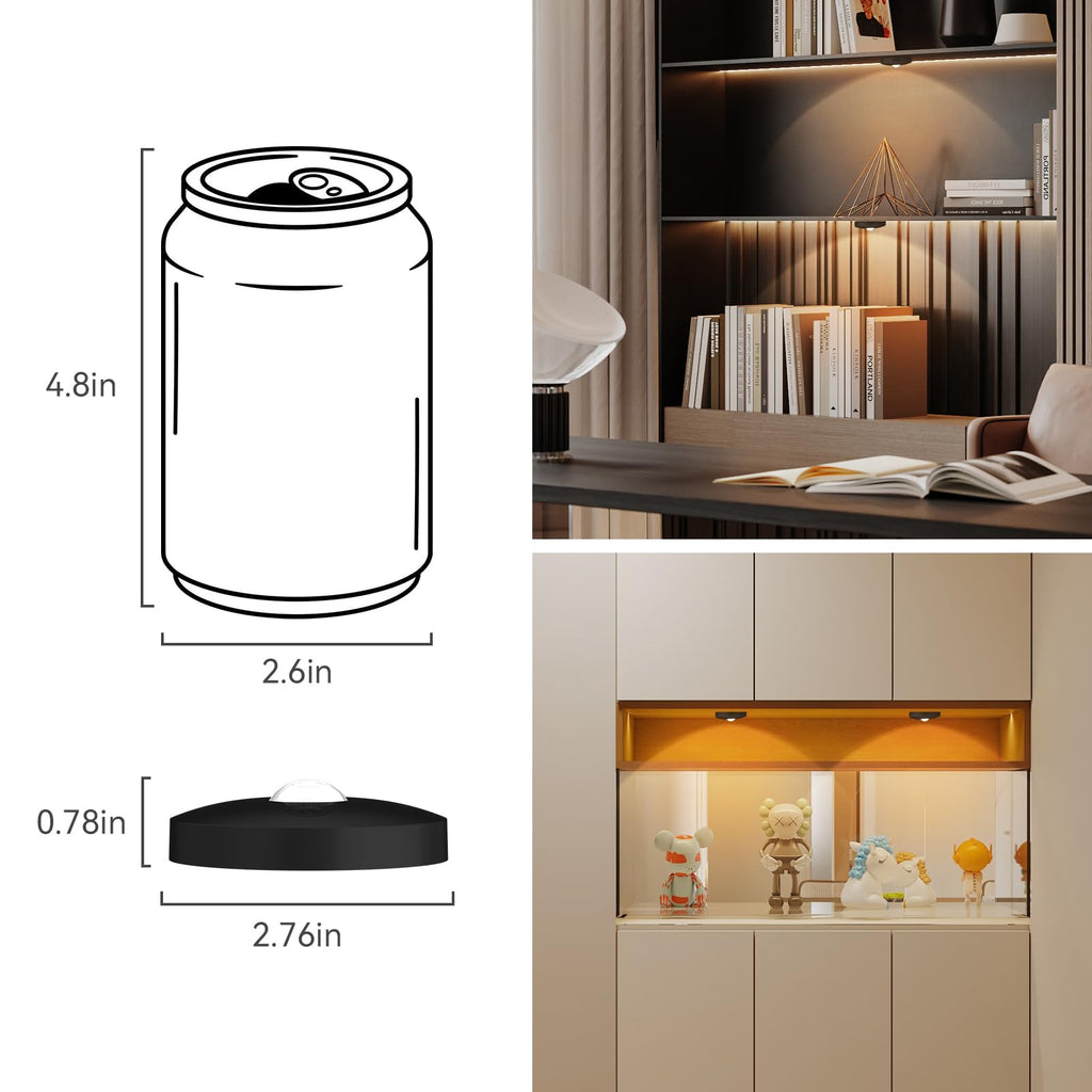 Rechargeable Puck Lights with Remote, 12 Pack Magnetic Under Cabinet Lighting, 1500mAh Battery Operated LED Tap
