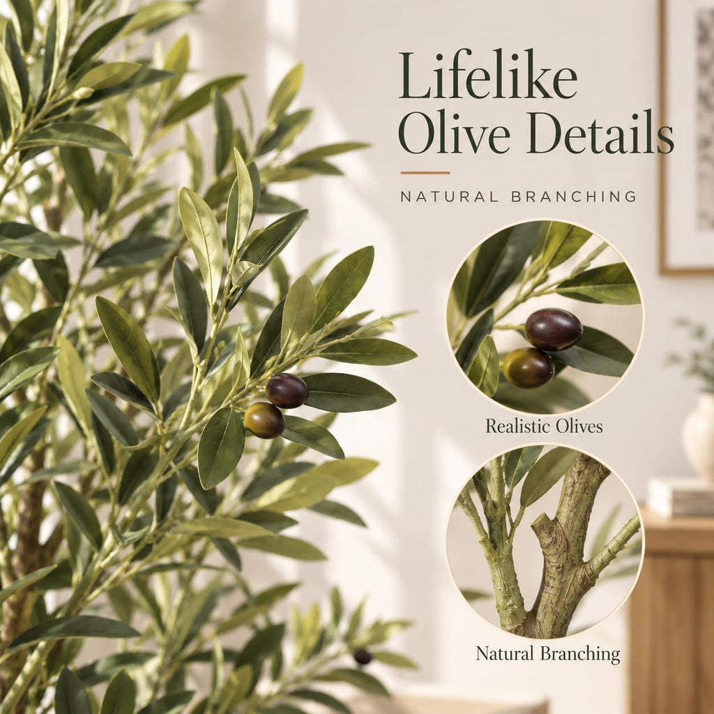 Artificial Olive Tree Faux Olive Plant Decor 4.6FT