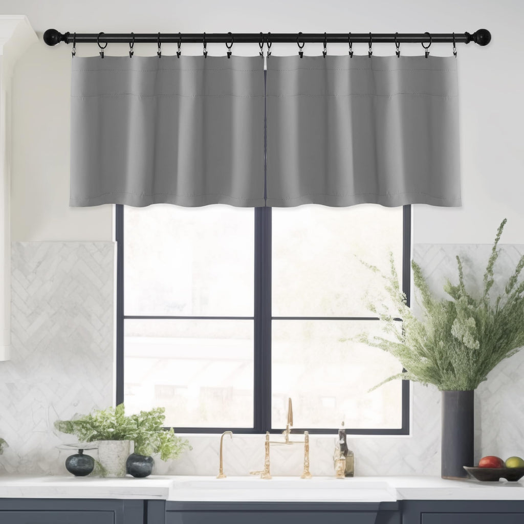 4 Panels Silver Grey Bathroom Curtains Window Valance