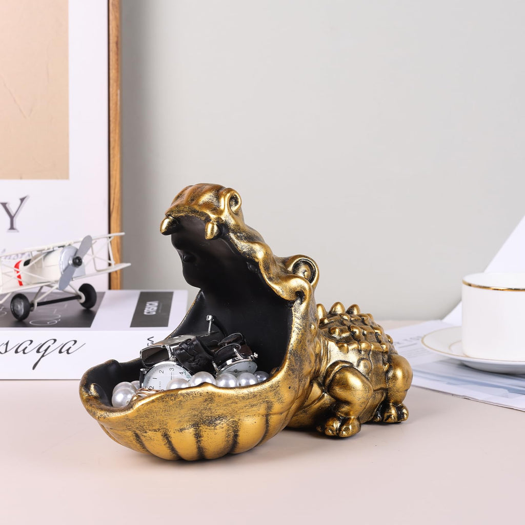 Alligator Statue Key Bowl, Fun Animal Statue Candy Dish Decorative Bowl, Office Candy Dish, Big Mouth Sculpture Home