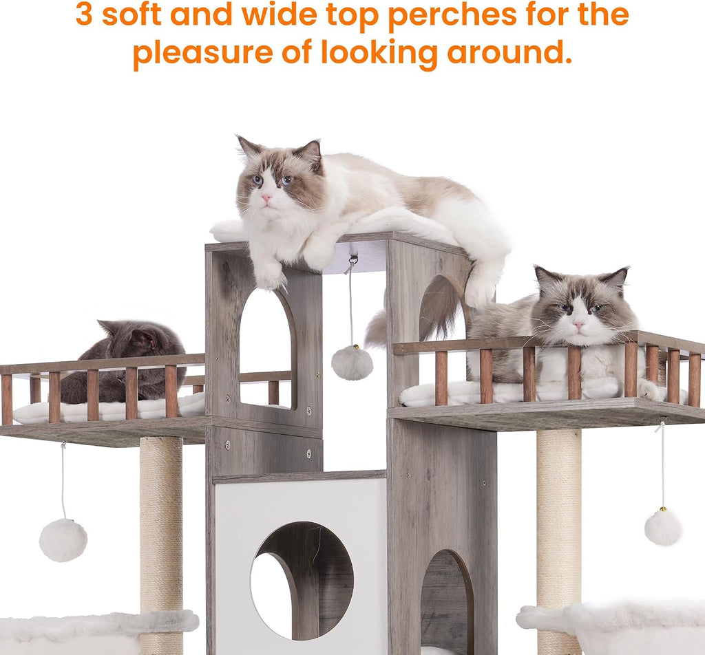 Cat Tree with Litter Box Enclosure for Indoor Big Cat