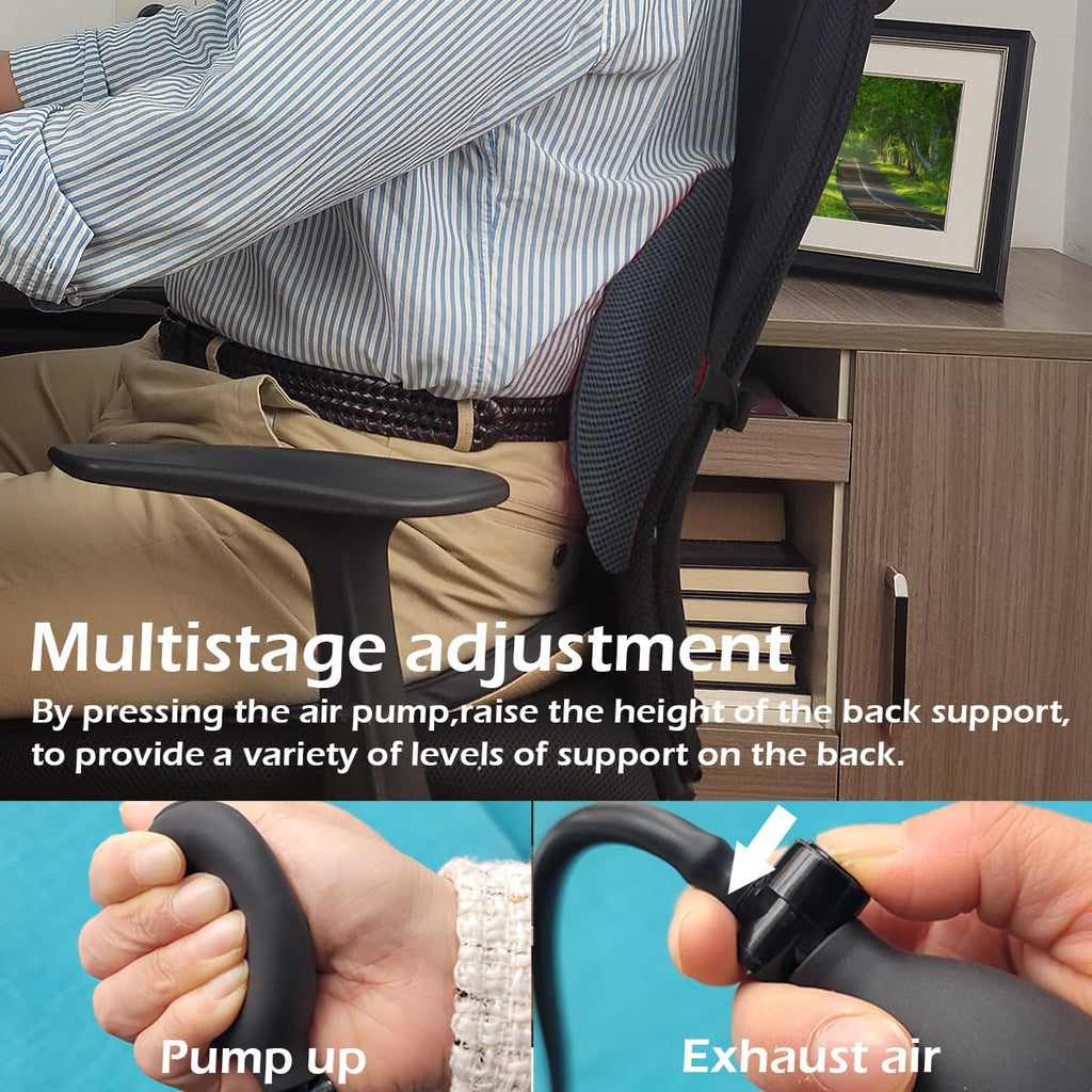 2Pack Inflatable Lumbar Support Pillow Chair and Car Seat, Back Support Cushion with Air Pump for Reducing Lower Back