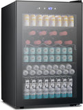 Beverage Refrigerator Cooler 4.4 Cu.Ft,145 Can Mini Fridge with Glass Door for B