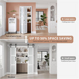 Preassembled Bi-Fold Doors, for 28"x 80" Opening,Tempered Frosted Glass Closet Folding Barn Door wit