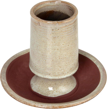 Stoneware Match Holder with Striker Plate and Reactive Glaze, Grey