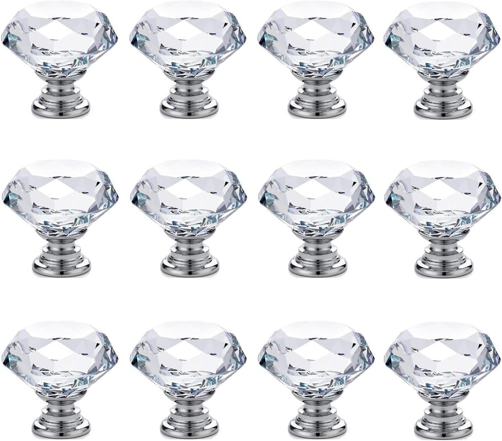 12pcs Diamond Shape Crystal Glass 30mm Drawer Knob Pull Handle Usd , Drawer