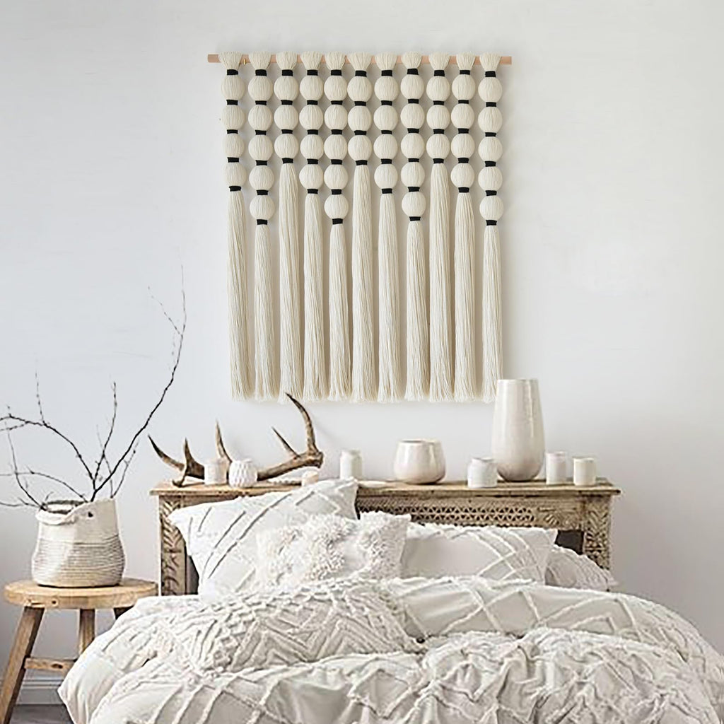Macrame Wall Hanging Sphericity Textile Fiber Yarn Art 27"W*31"L