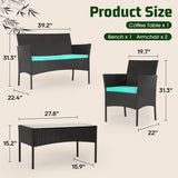 Patio Furniture Set 4 Pieces Outdoor Rattan Chair Wicker Sofa Garden Conversation Bistro Sets for Yard,Pool or Backyard,Blue Cushions A106-B0CKQSLDMX