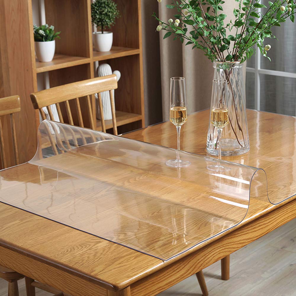 Multi-Size Clear Table Protector Custom Eco Plastic Tablecloth Desk Cover Non-Slip Protective Pads Waterproof 5ft