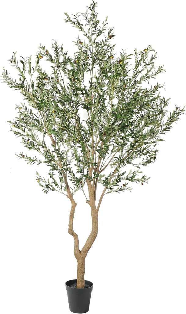 Tall Faux Olive Tree,10ft(120in) Realistic Potted Silk Artificial Olive Tree, Fake Olive Trees Indoor with Green