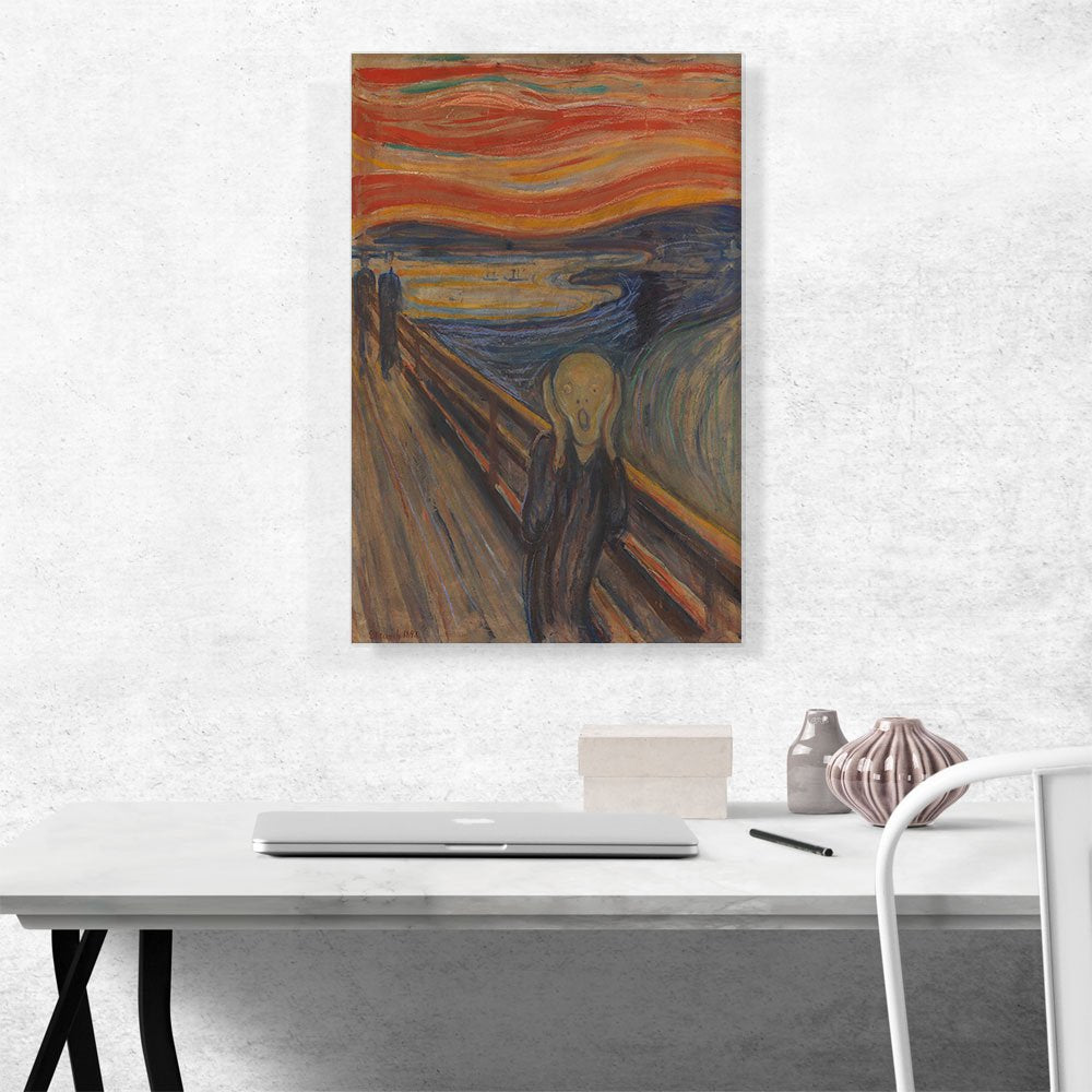 The Scream 1893 Canvas Art Print Stretched Framed Painting Picture Poster Giclee Wall Decor by Edvard Munch - 26" x
