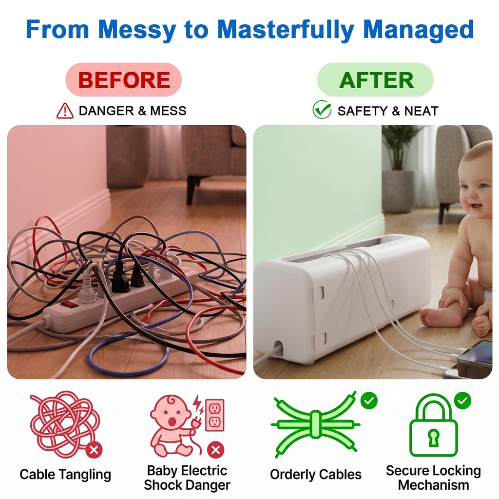 2-Pack Power Strip Cover Box, Baby Proof Surge Protector Cover