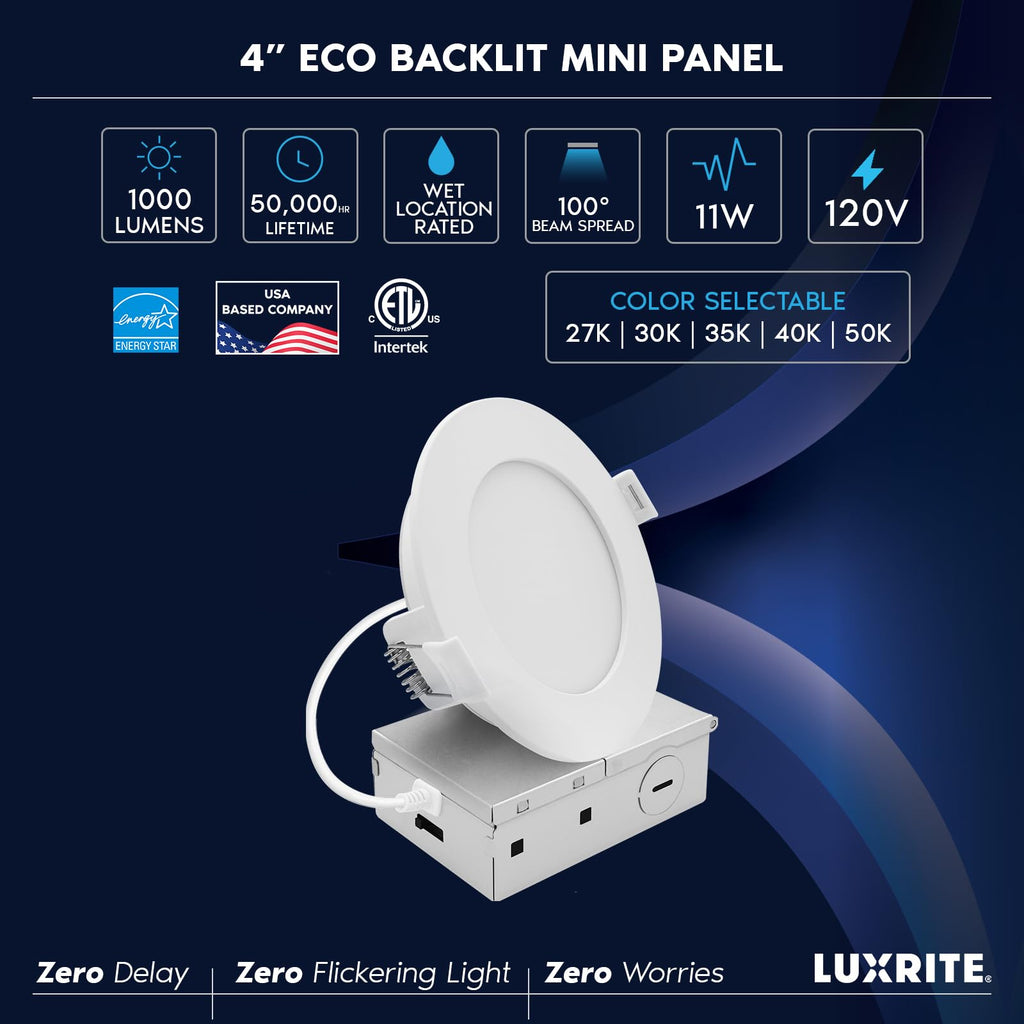 4 Inch LED Recessed Light, ECO Backlit Mini Panel Spotlight, 4 Pack