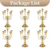 Candelabra Candle Holder Gold Set of 6-5-arm Metal Candlestick Holders for Taper Candles for Centerpieces Table