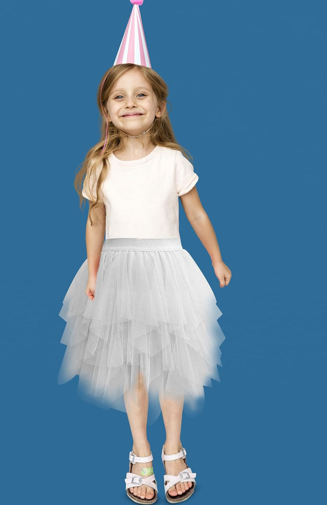 Girls Sweet Layered Mesh Skirt Party Birthday Dance Princess Skirt