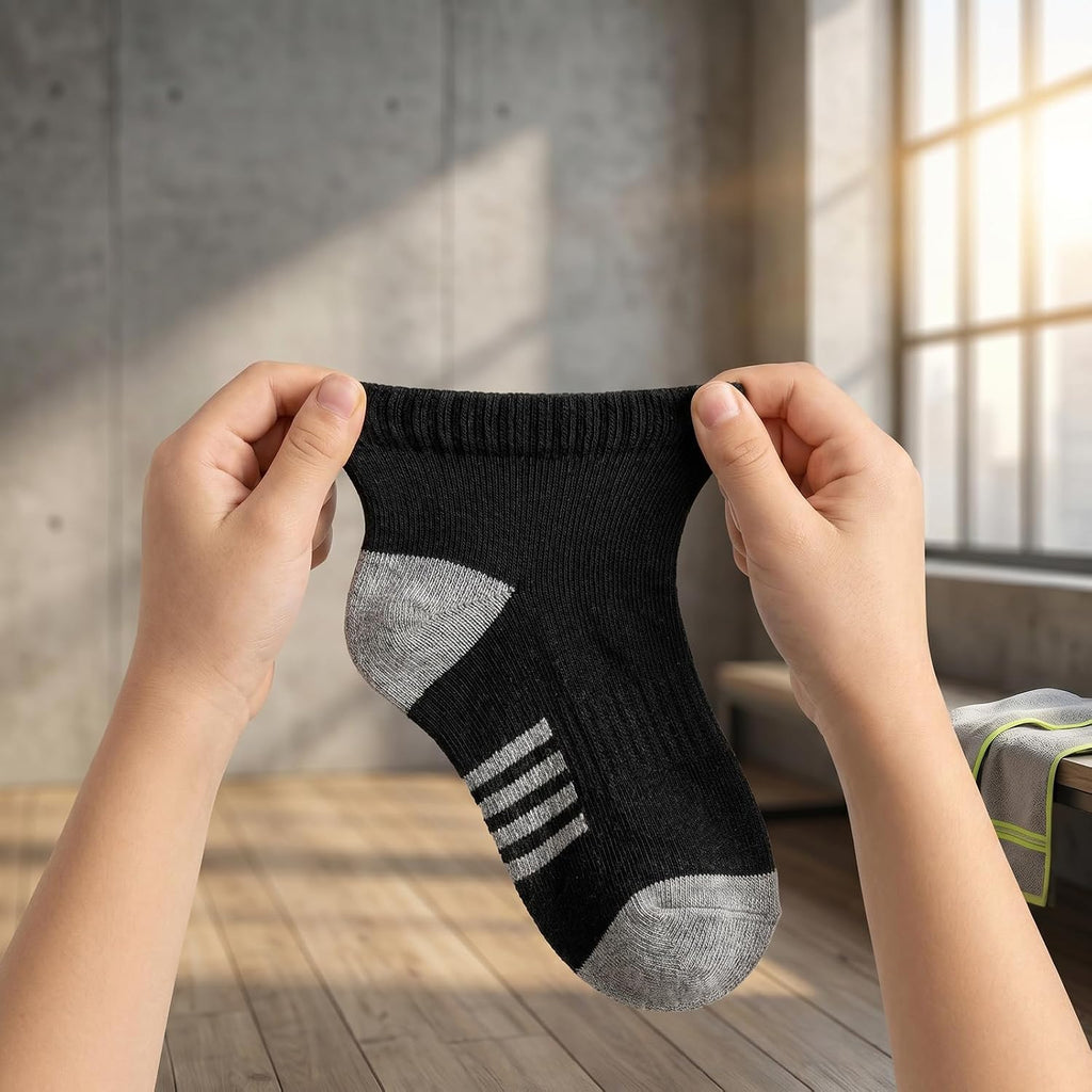 Pairs Boys Low Cut Ankle Socks Kids Crew Athletic Breathable Cushion Sole Socks for Running Hiking