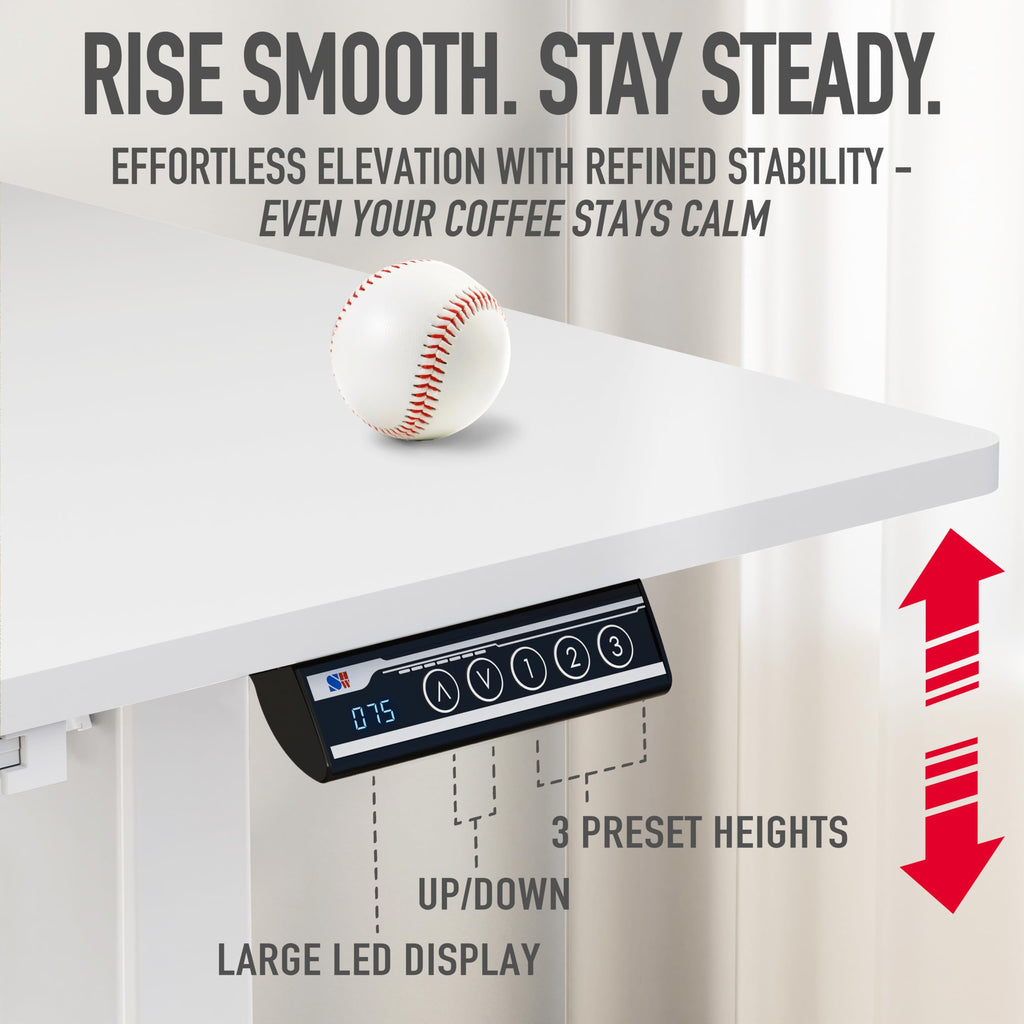 48-Inch Electric Height Adjustable Standing Desk w/ Drawer, White