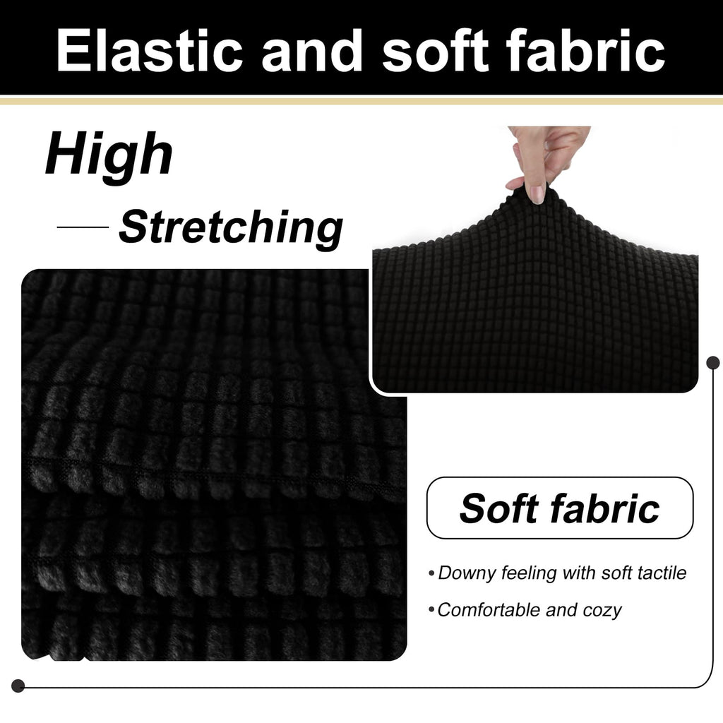 3 Pieces Stretch Loveseat Couch Cover, Black