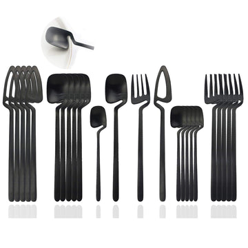 Silverware Set Satin Finish 24-Piece Stainless Steel Flatware Set Kitchen Utensil Set Service for 6 Tableware Cutlery