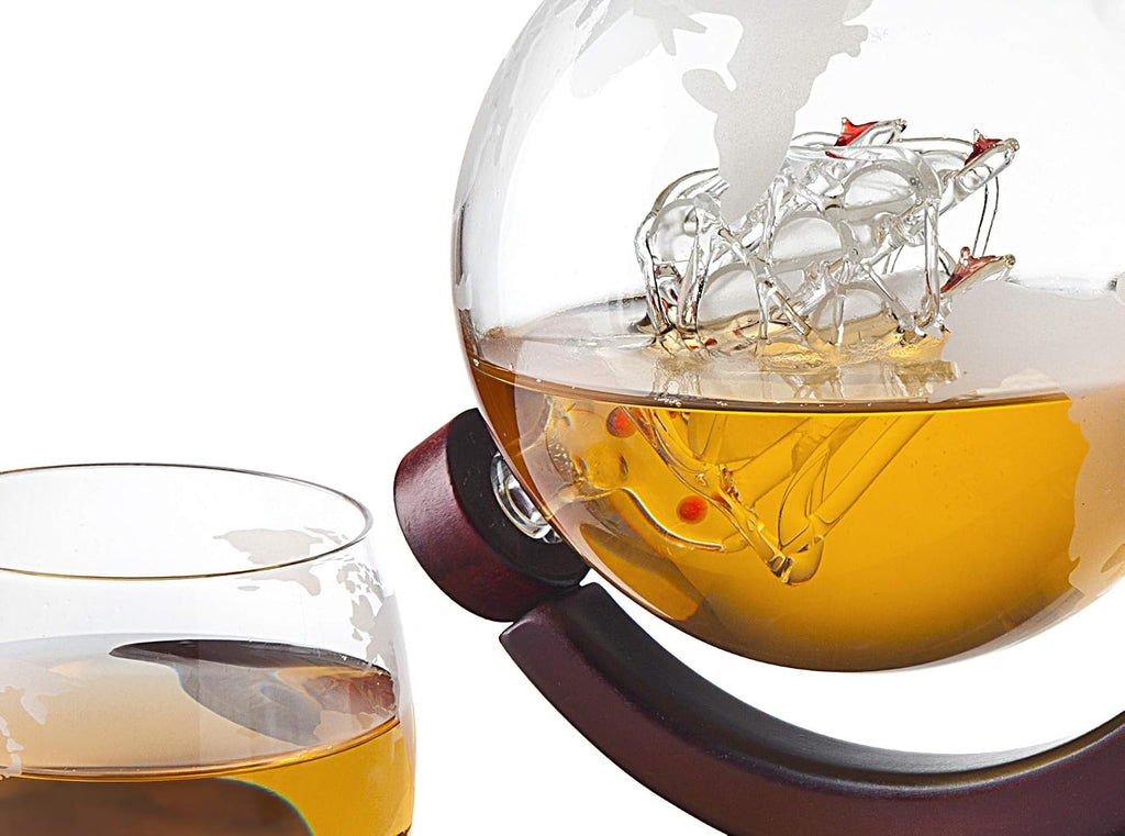 Whiskey Decanter Globe - for Liquor, Scotch, Bourbon, Vodka or Wine, Gifts for Men Dad - 850ml