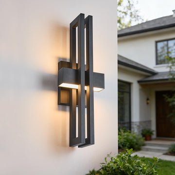 23Inch Large Modern Minimalist Outdoor Wall Light, IP65 Waterproof, 3000K Warm White, 2x15W Integrated LED, Textured