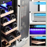Wine and Beverage Refrigerator, 24 Inch Dual Zone Wine Cooler with Glass Door
