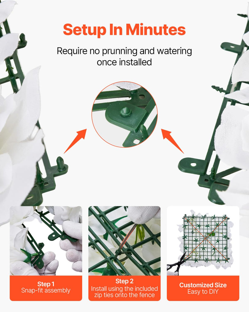 3D Flower Wall Panel, 24 PCS 15 x 15 inch, Artificial Floral Wall Background Mesh Backing Mat, Seamless Design&Easy