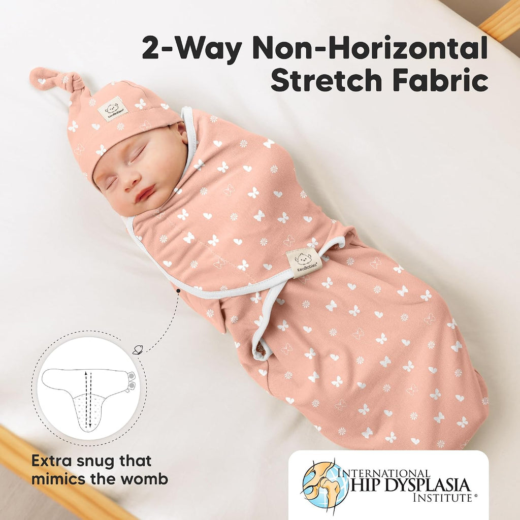 3pk Organic Swaddles for Newborns Girls, Boys & Hats (Butterflies, )