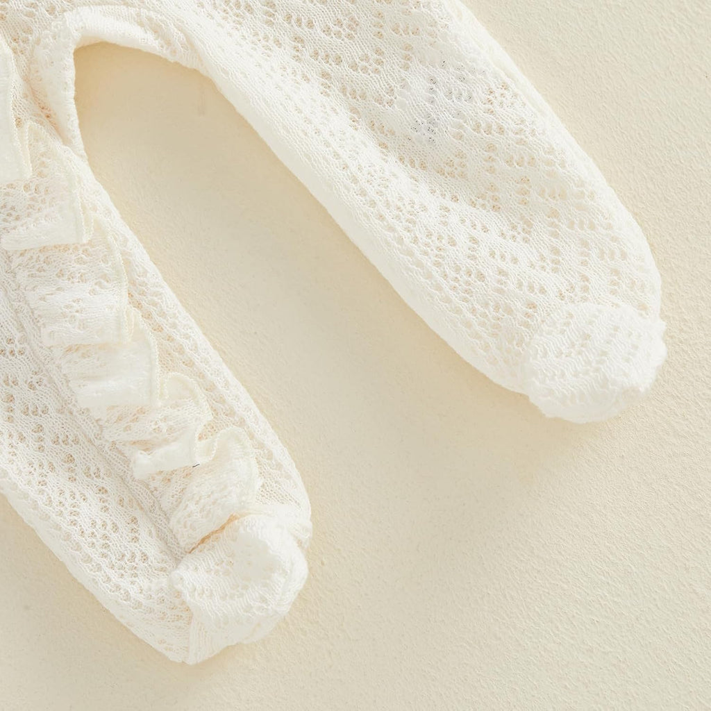Newborn Baby Girl Footies Romper Ruffle Knitted Jumpsuit